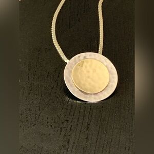 SILPADA Vintage 14k Gold Plated Sterling Silver 925 Hammered Round Pendant Neckl